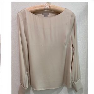 New with Tags Cream Creped Satin Blouse. Size S